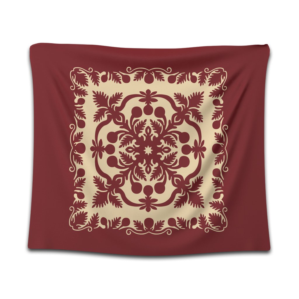 Hawaiian Palm Tree Quilt Vintage Tapestry - AH Wall Tapestry Black - Polynesian Pride