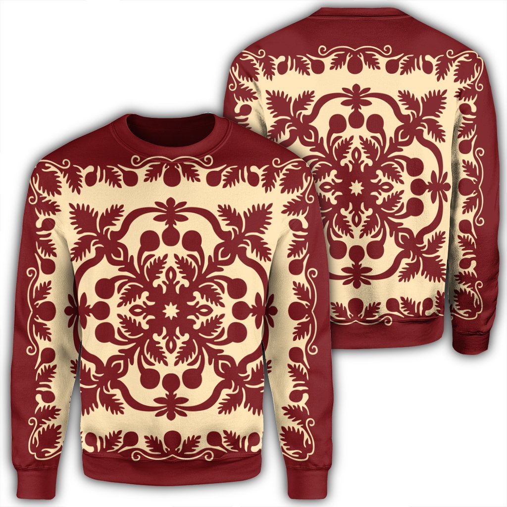 Hawaiian Palm Tree Quilt Vintage Sweatshirt - AH Unisex Black - Polynesian Pride