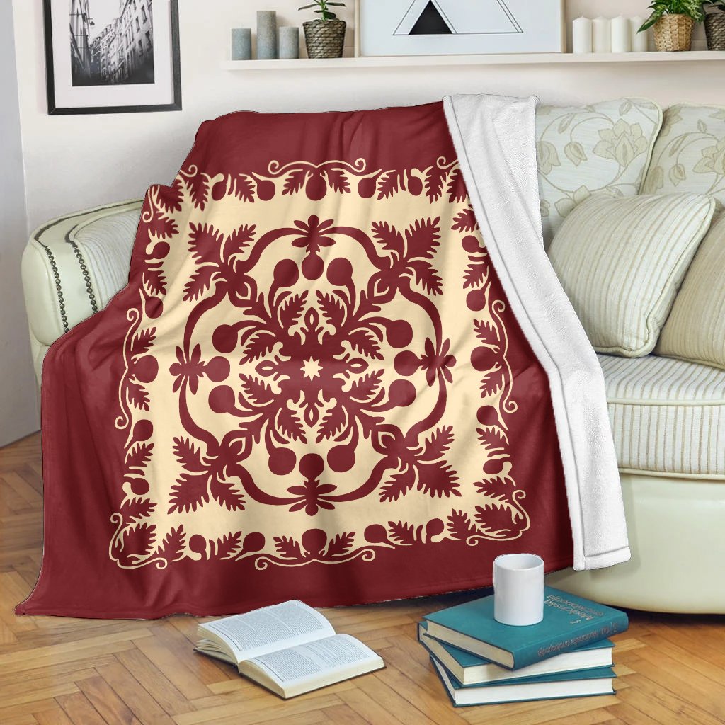 Hawaiian Palm Tree Quilt Vintage Premium Blankets - AH White - Polynesian Pride