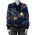 Hawaiian Palm Tree Volcano Night On The Land Bomber Jacket - AH Black Unisex - Polynesian Pride