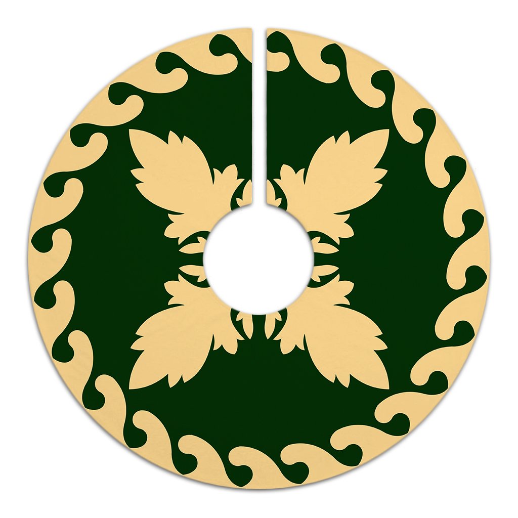 Hawaiian Pattern Flower Beauty Polynesian Tree Skirt - Green Beige - AH - Polynesian Pride