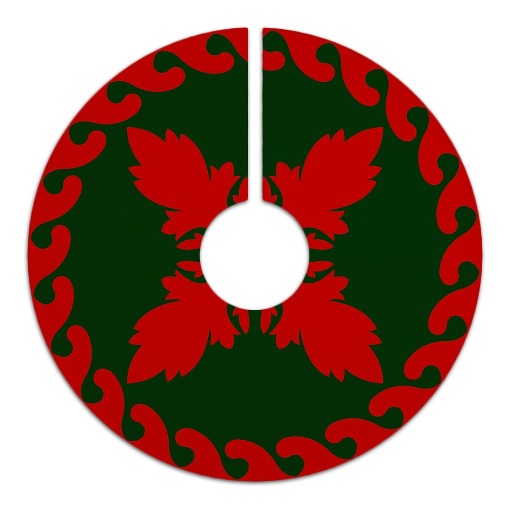 Hawaiian Pattern Flower Beauty Polynesian Tree Skirt - Red Green - AH - Polynesian Pride