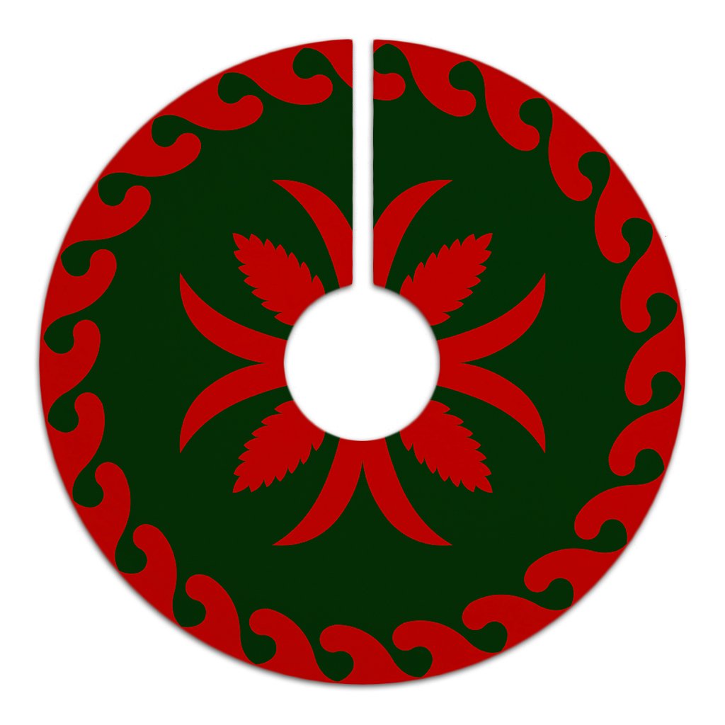Hawaiian Pattern Flower Lovely Polynesian Tree Skirt - Red Green - AH - Polynesian Pride