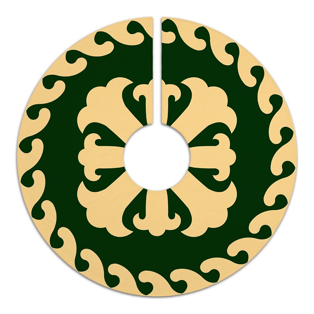 Hawaiian Pattern Lily Polynesian Tree Skirt - Green Beige - AH - Polynesian Pride