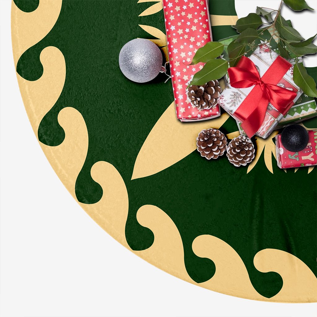 Hawaiian Pattern Strelitzia Flower Polynesian Tree Skirt - Green Beige - AH - Polynesian Pride