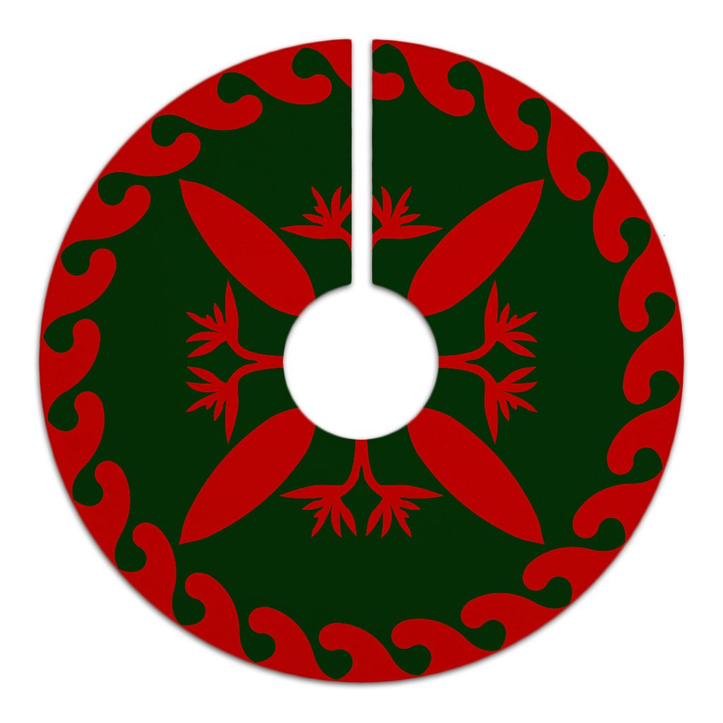 Hawaiian Pattern Strelitzia Flower Polynesian Tree Skirt - Red Green - AH - Polynesian Pride