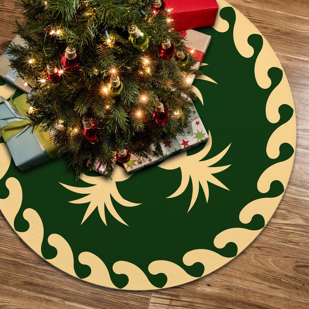 Hawaiian Pineaple Tree Skirt - Green Beige - AH 85x85 cm Green Tree Skirt - Polynesian Pride