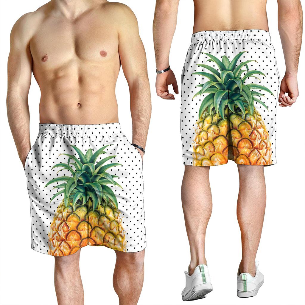 Hawaiian Pineapple Polka Dots Background Polynesian Men's Shorts - AH - Polynesian Pride