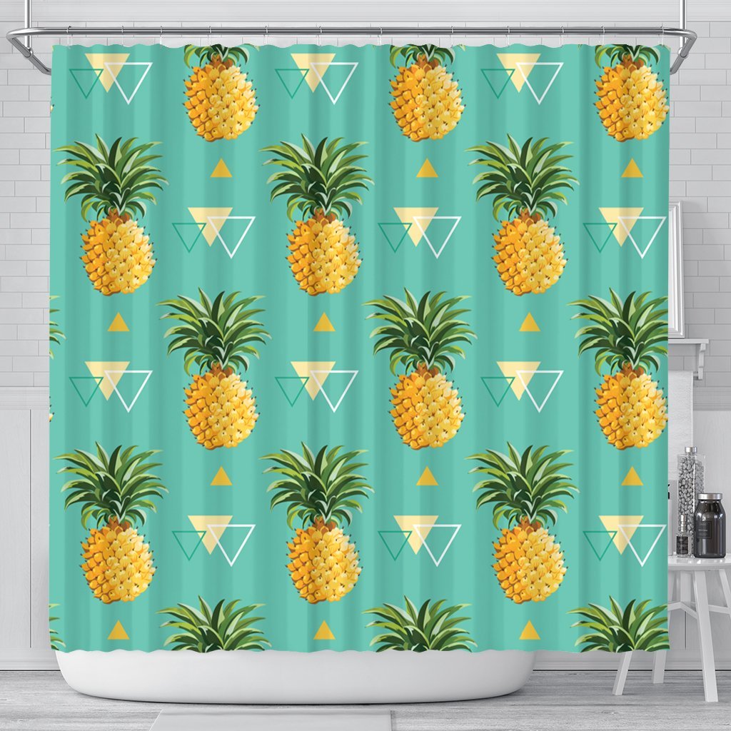 Hawaiian Pineapple Polynesian Shower Curtain - AH 177 x 172 (cm) Black - Polynesian Pride