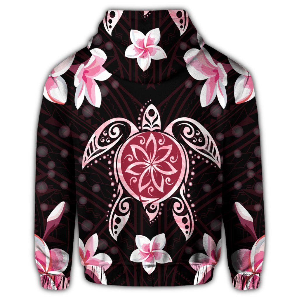 Hawaiian Pinky Turtle Plumeria Zip Hoodie - Polynesian Pride