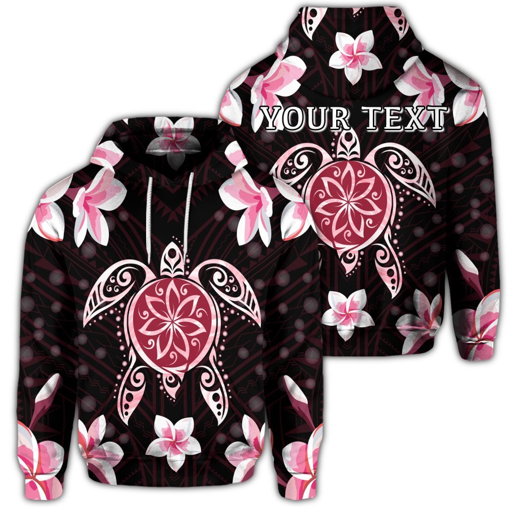 Custom Hawaiian Pinky Turtle Plumeria Hoodie Unisex Art - Polynesian Pride