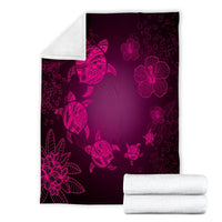 Hawaiian Plumeria Hibiscus Turtle Under Sea Polynesian Premium Blankets Pink AH - Polynesian Pride