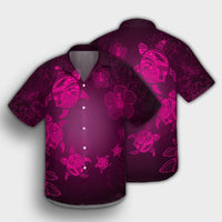 Hawaiian Plumeria Hibiscus Turtle Under Sea Polynesian Hawaiian Shirt Pink AH - Polynesian Pride