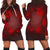 Hawaiian Plumeria Hibiscus Turtle Under Sea Polynesian Hoodie Dress Red AH Black - Polynesian Pride