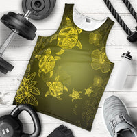 Hawaiian Plumeria Hibiscus Turtle Under Sea Polynesian Tank Top Yellow AH - Polynesian Pride