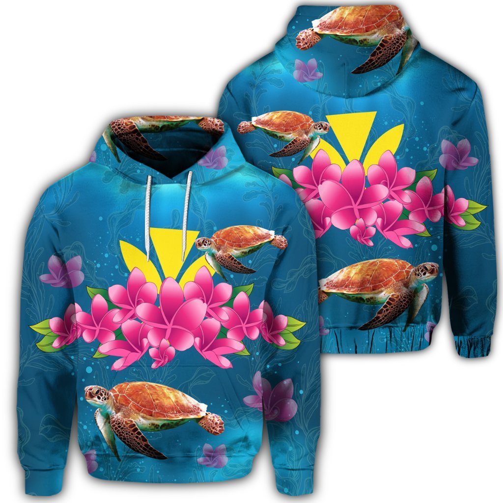 Hawaiian Plumeria Kanaka Turtle Sea Polynesian Hoodie Unisex Art - Polynesian Pride