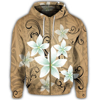 Hawaiian Plumeria Polynesian Zip Hoodie Gold - Polynesian Pride