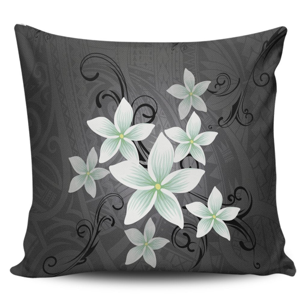 Hawaiian Plumeria Polynesian Pillow Covers - Gray - AH Pillow Covers Black - Polynesian Pride