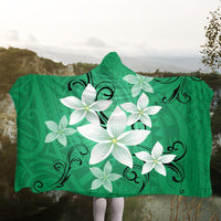 Hawaiian Plumeria Polynesian Hooded Blanket - Green - AH - Polynesian Pride