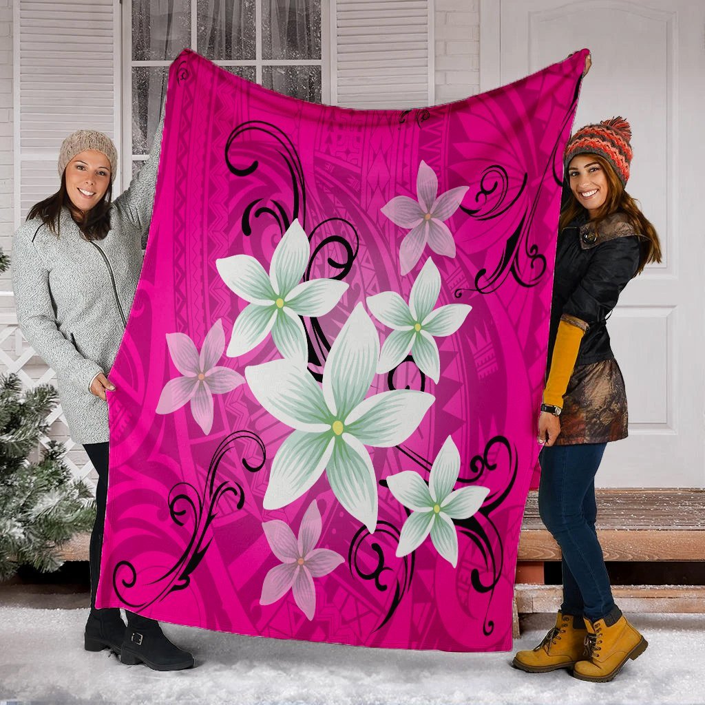 Hawaiian Plumeria Polynesian Premium Blankets - Pink - AH - Polynesian Pride