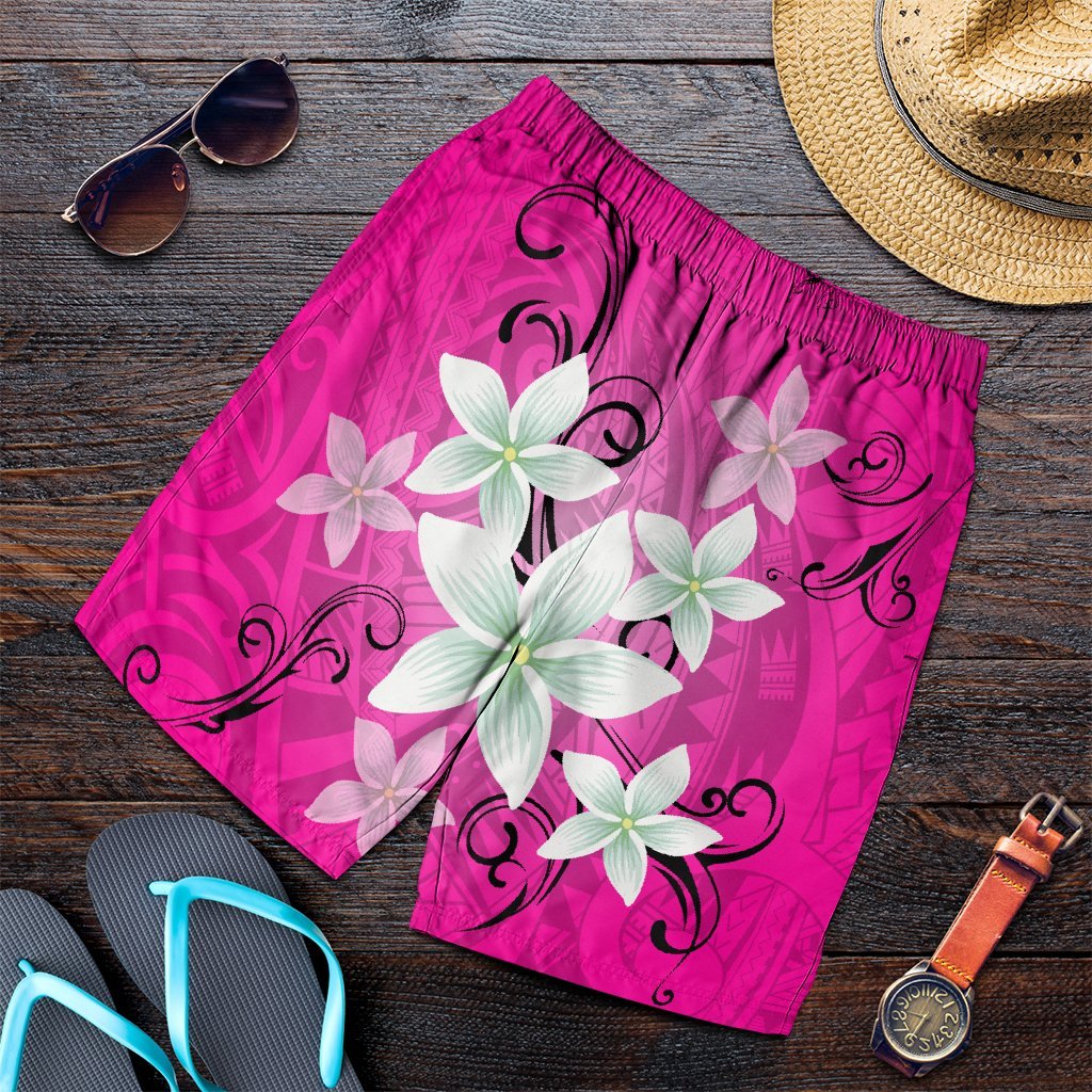 Hawaiian Plumeria Polynesian Men's Shorts - Pink - AH Art - Polynesian Pride