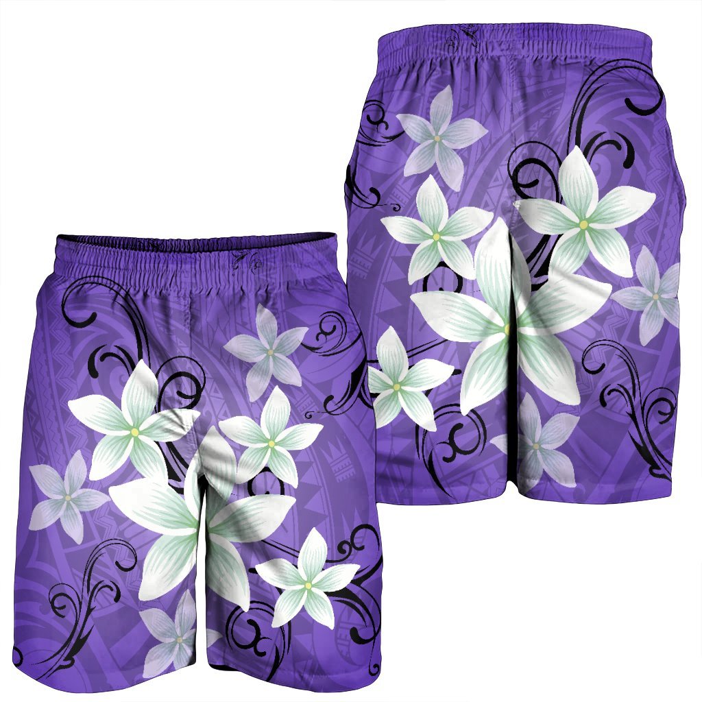 Hawaiian Plumeria Polynesian Men's Shorts - Purple - AH - Polynesian Pride
