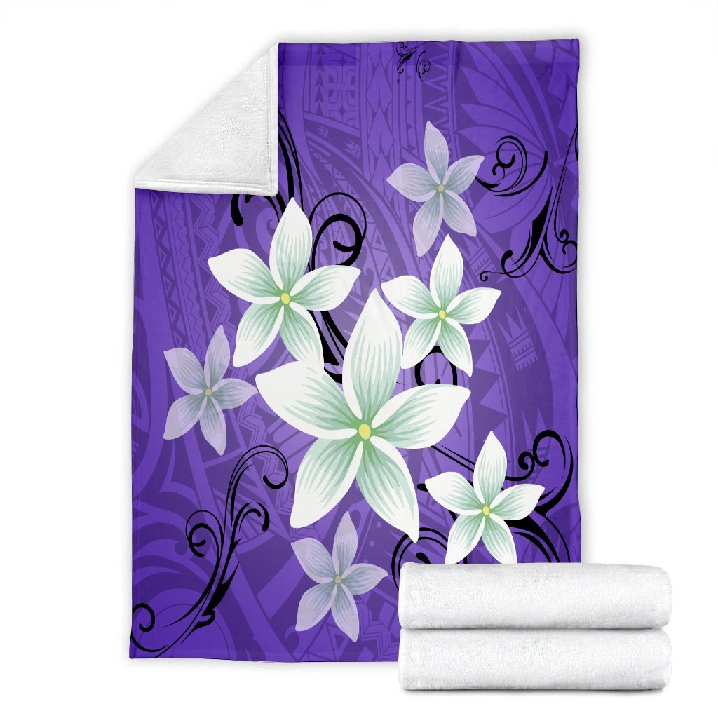 Hawaiian Plumeria Polynesian Premium Blankets - Purple - AH - Polynesian Pride