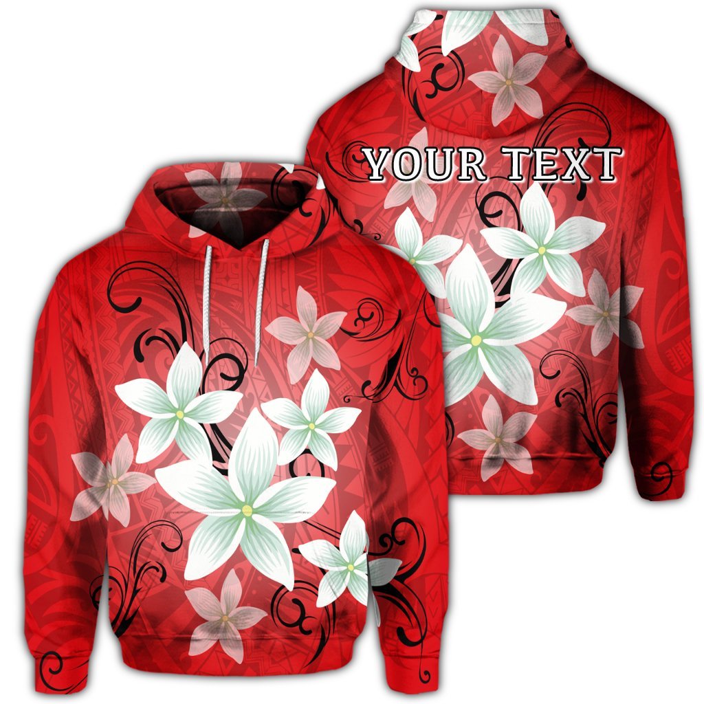 Custom Hawaiian Plumeria Polynesian Hoodie Red Unisex Art - Polynesian Pride