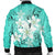 Hawaiian Plumeria Polynesian Bomber Jacket - Turquoise - AH - Polynesian Pride