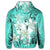 Hawaiian Plumeria Polynesian Hoodie Turquoise - Polynesian Pride