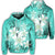 Hawaiian Plumeria Polynesian Hoodie Turquoise Polyester - Polynesian Pride