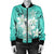 Hawaiian Plumeria Polynesian Bomber Jacket - Turquoise - AH - Polynesian Pride