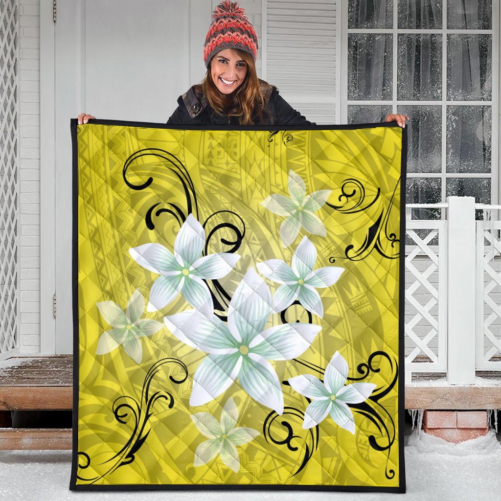 Hawaiian Plumeria Polynesian Premium Quilts - Yellow - AH - Polynesian Pride