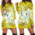 Hawaiian Plumeria Polynesian Hoodie Dress - Yellow - AH Black - Polynesian Pride