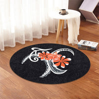 Hawaiian Plumeria Polynesian Orange Round Carpet - AH - Polynesian Pride