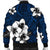 Hawaiian Plumeria Tribal Polynesian Bomber Jacket Blue AH - Polynesian Pride