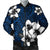 Hawaiian Plumeria Tribal Polynesian Bomber Jacket Blue AH Black Unisex - Polynesian Pride