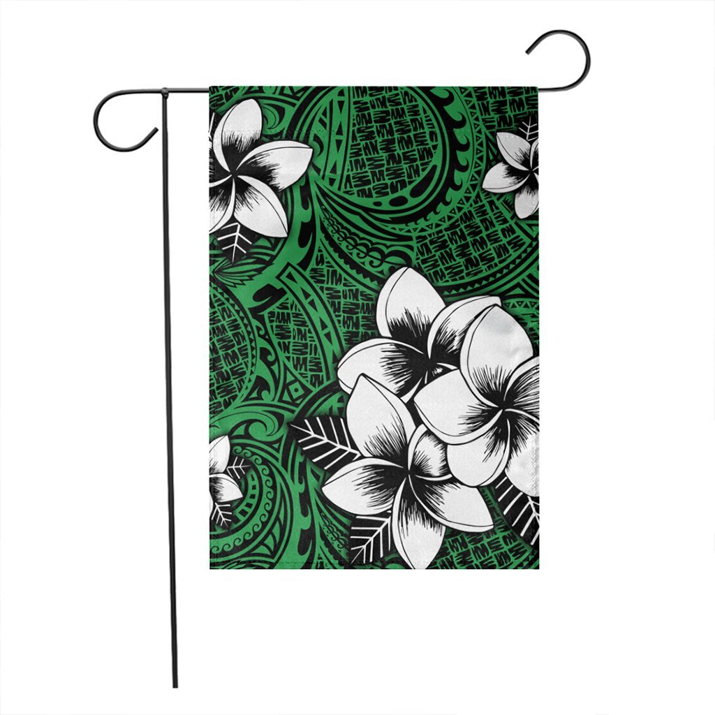 Hawaiian Plumeria Tribal Polynesian Flag Green AH - Polynesian Pride