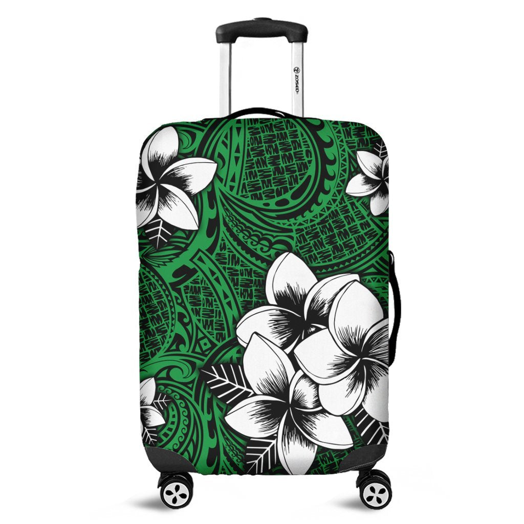 Hawaiian Plumeria Tribal Polynesian Luggage Covers Green AH Black - Polynesian Pride