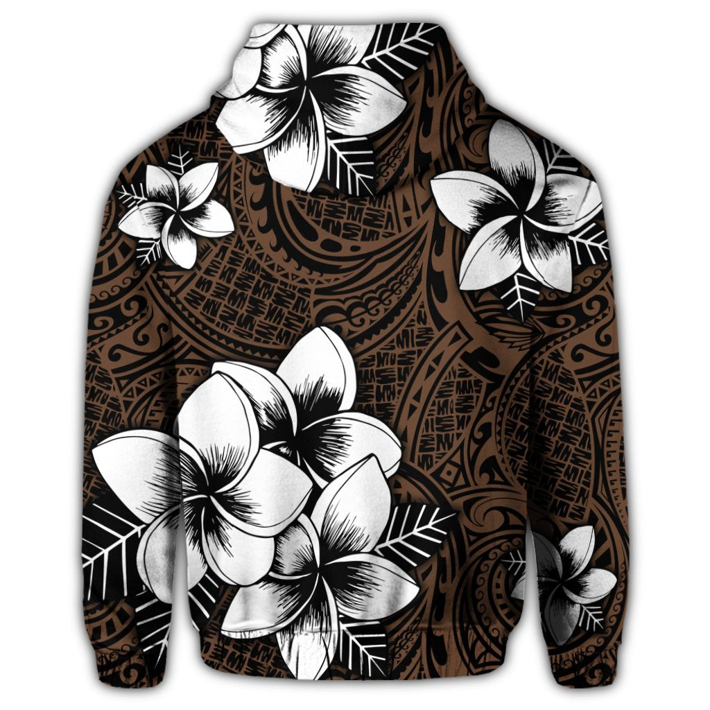 Hawaiian Plumeria Tribe Brown Polynesian Hoodie - Polynesian Pride
