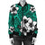 Hawaiian Plumeria Tribe Turquoise Polynesian Bomber Jacket AH - Polynesian Pride