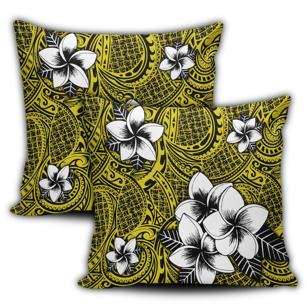 Hawaiian Plumeria Tribe Yellow Polynesian Pillow Covers AH - Polynesian Pride