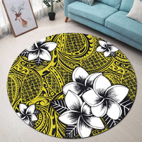 Hawaiian Plumeria Tribe Yellow Polynesian Round Carpet AH - Polynesian Pride