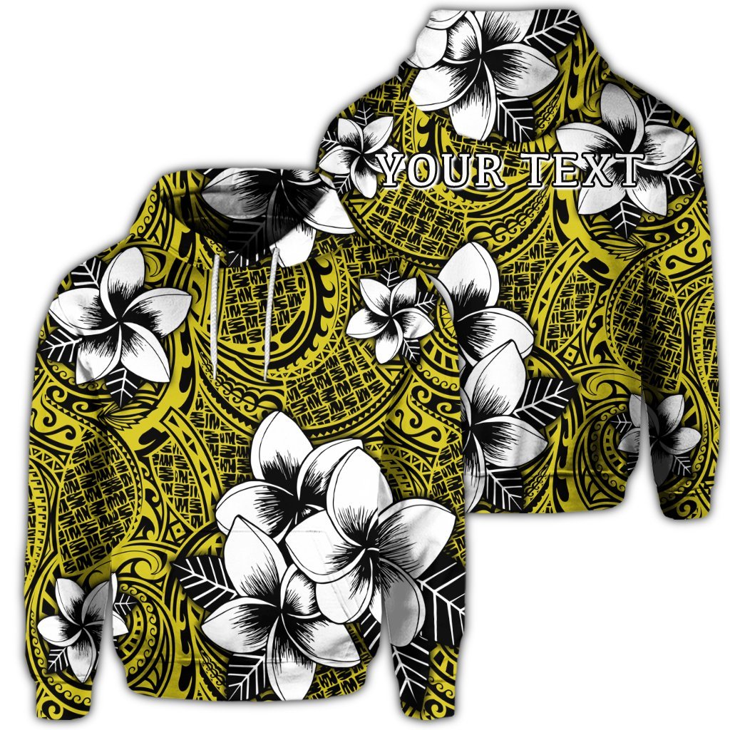 Custom Hawaiian Plumeria Tribe Yellow Polynesian Hoodie Unisex Art - Polynesian Pride