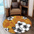 Hawaiian Plumeria Tribe Yellow Red Polynesian Round Carpet AH - Polynesian Pride