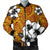 Hawaiian Plumeria Tribe Yellow Red Polynesian Bomber Jacket AH Black Unisex - Polynesian Pride