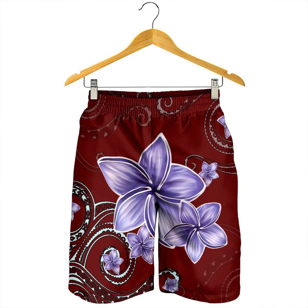 Hawaiian Plumeria Violet Polynesian Red Men's Shorts - AH - Polynesian Pride