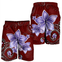 Hawaiian Plumeria Violet Polynesian Red Men's Shorts - AH - Polynesian Pride