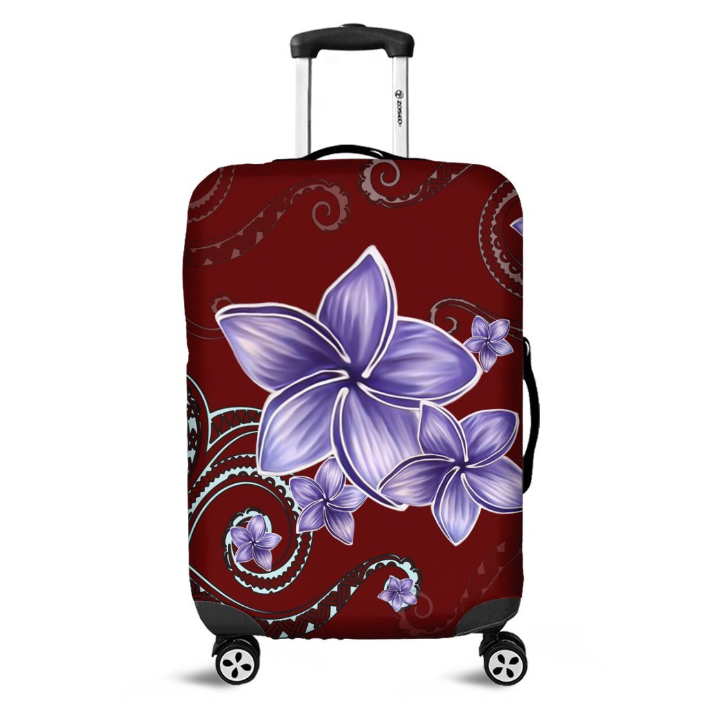 Hawaiian Plumeria Violet Polynesian Red Luggage Covers - AH Black - Polynesian Pride