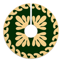 Hawaiian Quilt Pattern Beautyful Flower Polynesian Tree Skirt - Green Beige - AH - Polynesian Pride
